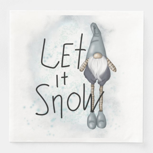 Let it Snow Winter Gnome Napkin (Front)