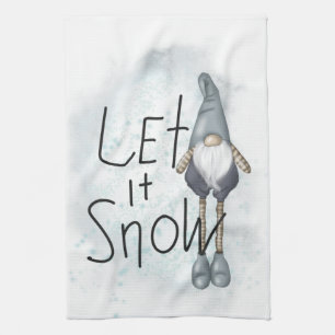 Let it Snow Winter Gnome Tea Towel