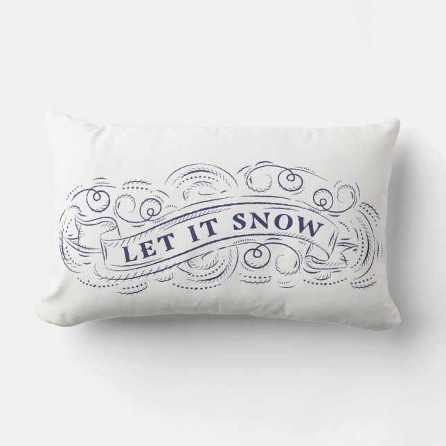 Let It Snow Winter Holiday Accent Pillow in Navy (Front)