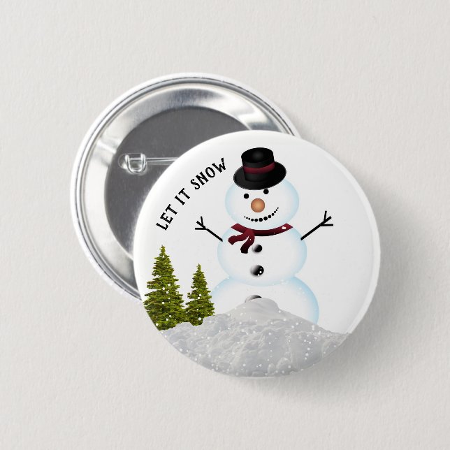 Let it Snow Winter Holiday Snowman 6 Cm Round Badge (Front & Back)