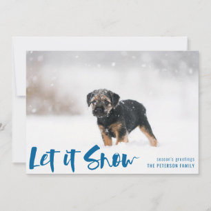 Let It Snow Winter Photo Bright Blue Holiday Card