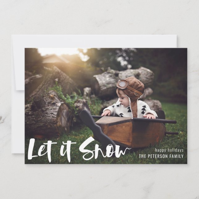 Let It Snow Winter Photo Holiday Card (Front)