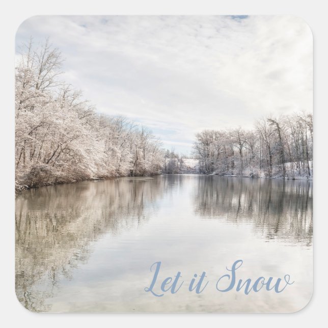 Let It Snow|Winter Scene Photo Square Sticker (Front)