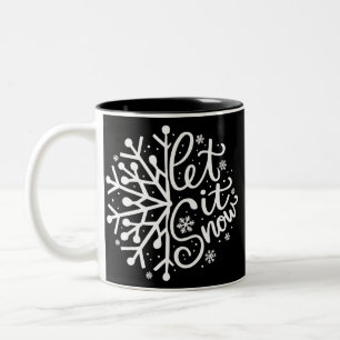 Let It Snow Winter Snowflake Holiday Season Two-Tone Coffee Mug