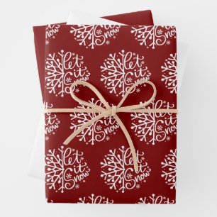 Let It Snow Winter Snowflake Holiday Season Wrapping Paper Sheet