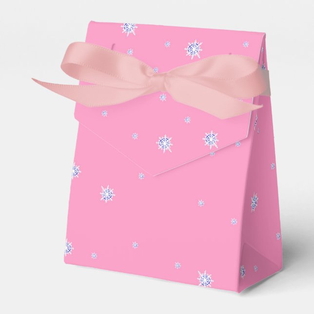 Let it Snow - Winter Snowflakes Pink Hue Favour Box (Front Side)