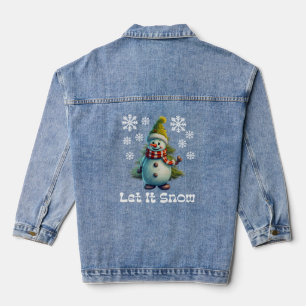 Let It Snow Winter Snowman  Denim Jacket