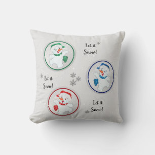 Let it Snow Winter Snowmen Cartoon Cushion