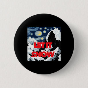Let It Snow Winter Wonderland Art Creative Ski Sno 6 Cm Round Badge