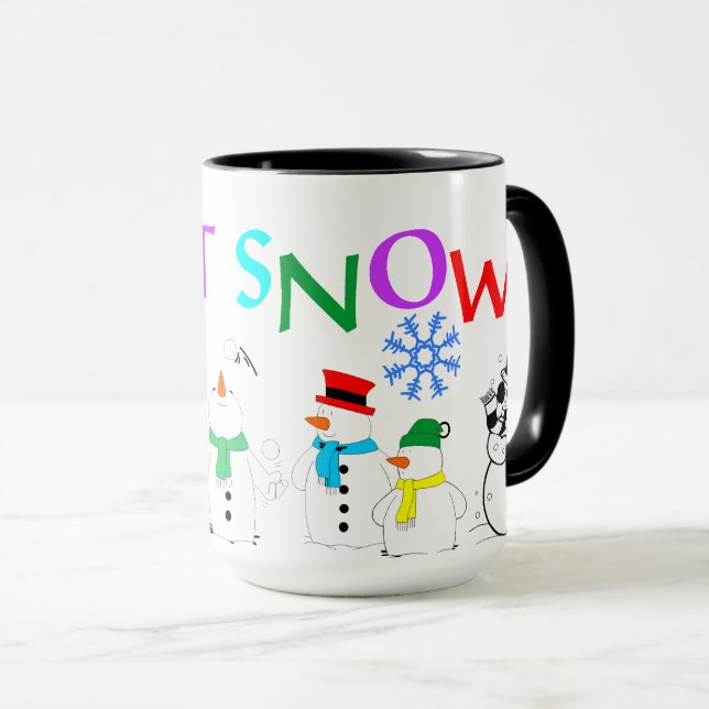 Let It Snow With Snowmen All Over Coffee Mug (Front Right)