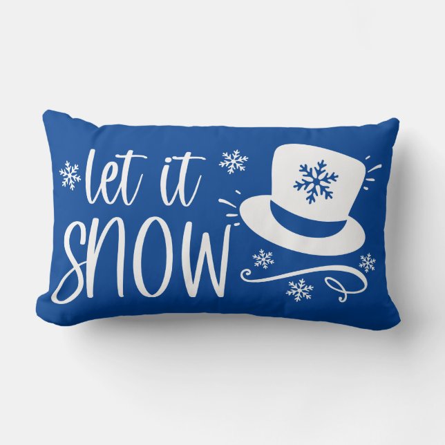 Let It Snow with Top Hat  Lumbar Cushion (Front)