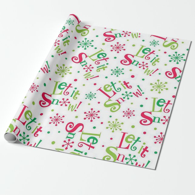 "Let It Snow" Wrapping Paper (Unrolled)