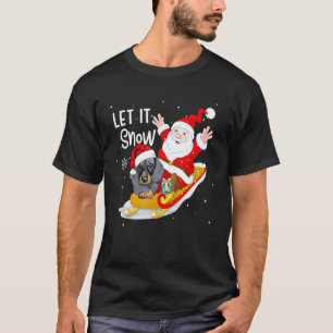 Let It Snow Xmas Cute Dachshund And Santa Claus Ch T-Shirt
