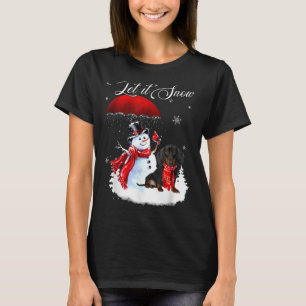 Let It Snow Xmas Shirt Cute Dachshund And Snowman 