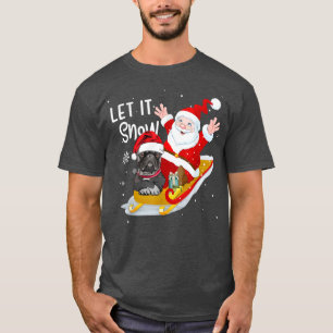 Let It Snow Xmas Tees Cute Bulldog And Santa Claus
