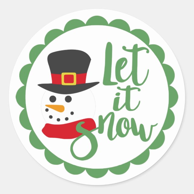 Let it Snowl/Snowman/ Christmas Design Classic Round Sticker (Front)