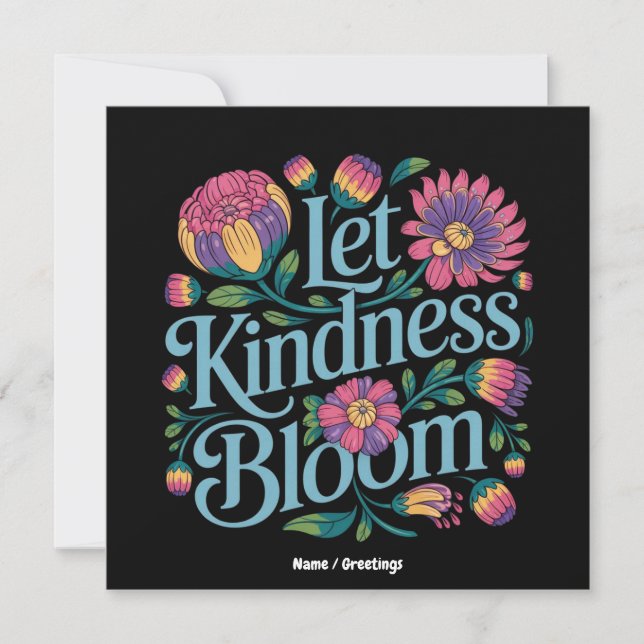 Let Kindness Bloom Be Kind Rainbow Flowers Inspire Invitation (Front)