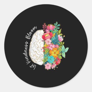 Let kindness bloom mental health awareness floral classic round sticker