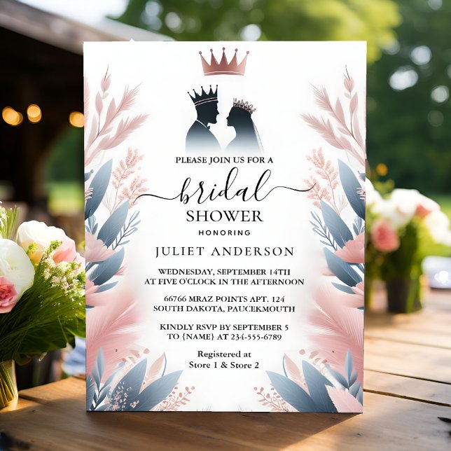 Let Long Tulle Regal Glam Blush Pink Bridal Shower Invitation (Creator Uploaded)
