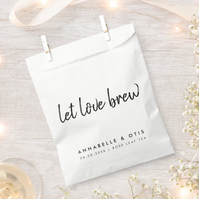 Let Love Brew | Tea Lover Minimalist Wedding Favour Bag (Clipped)