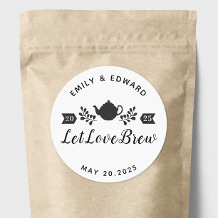 Let Love Brew Wedding Tea Favour Logo Classic Round Sticker