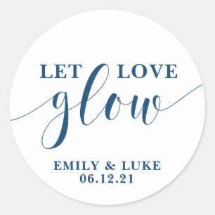 let love glow Wedding Favour stickers, Candle Clas Classic Round Sticker