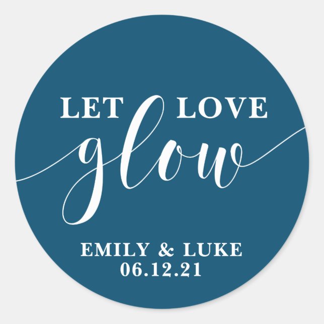 let love glow Wedding Favour stickers, Candle Clas Classic Round Sticker (Front)