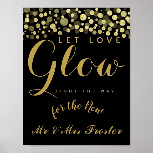 Let love glow wedding party sign (Front)