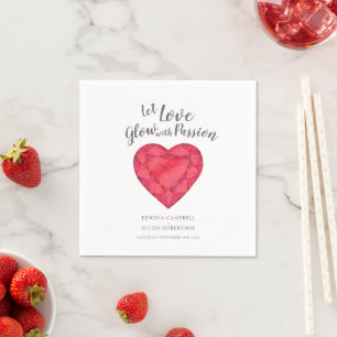 Let love glow with passion ruby heart wedding napkin