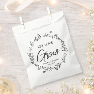 let love grow black&white botanical wedding chic favour bag