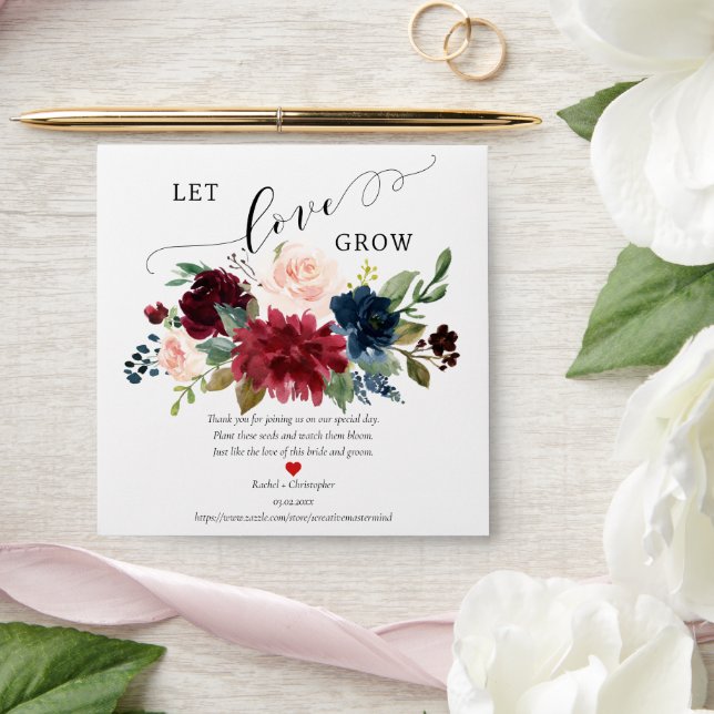 Let Love Grow Boho Wedding Favours Seed Packet Envelope (Wedding)
