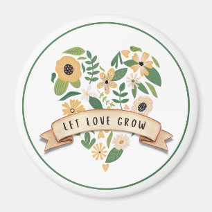 Let Love Grow Botanical Heart 3" Magnet