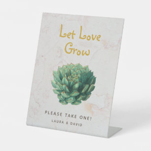 Let Love Grow Botanical Succulents Wedding Favours Pedestal Sign