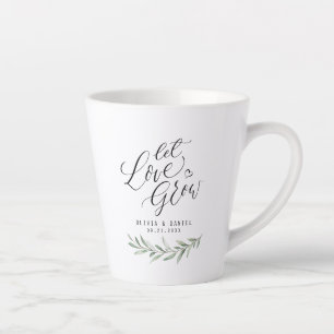 "Let love grow" calligraphy rustic greenery Latte Mug