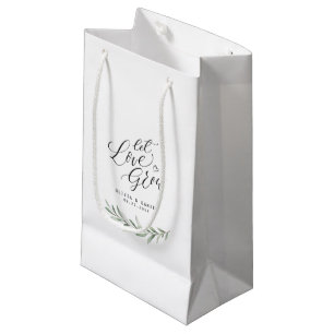 "Let love grow" calligraphy rustic greenery Small Gift Bag