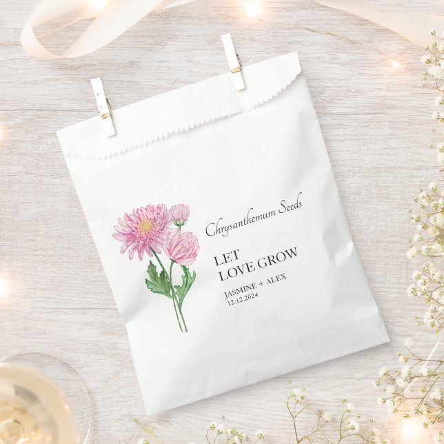 Let Love Grow Chrysanthemum Seed Wedding Favour Bag (Clipped)
