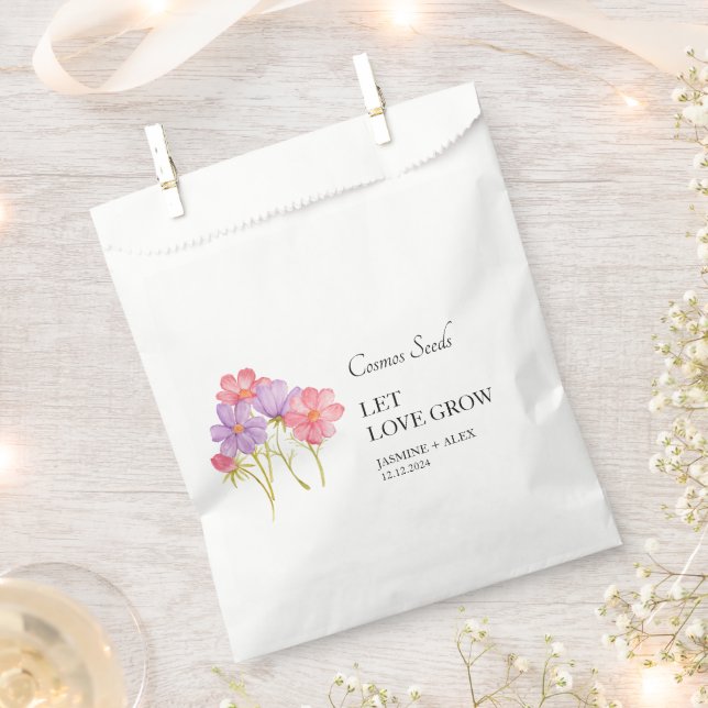 Let Love Grow Cosmos Seed Wedding Favour Bag (Clipped)