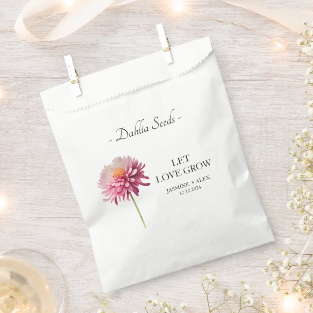Let Love Grow Dahlia Seed Wedding Favour Bag (Clipped)