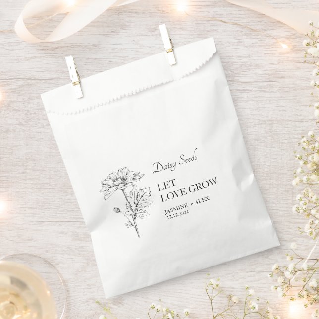 Let Love Grow Daisy Seed Wedding Favour Bag (Clipped)