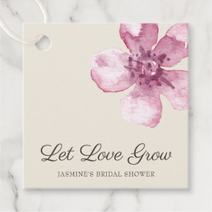 Let Love Grow Elegant Cherry Blossom Bridal Shower Favour Tags