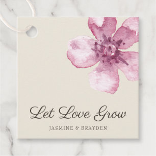 Let Love Grow Elegant Pink Cherry Blossom Wedding Favour Tags