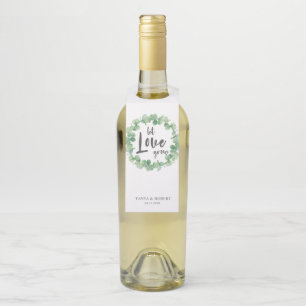 Let Love Grow Eucalyptus Wreath Wedding Sage green Bottle Tag
