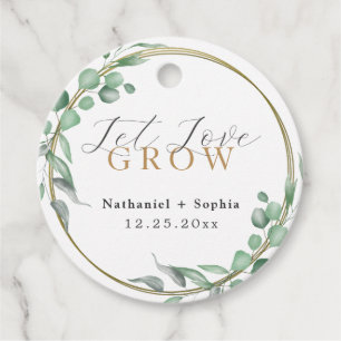 Let Love Grow Gold Greenery Elegant Wedding Favour Tags