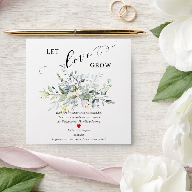 Let Love Grow Greenery Wedding Favours Seed Packet Envelope (Wedding)