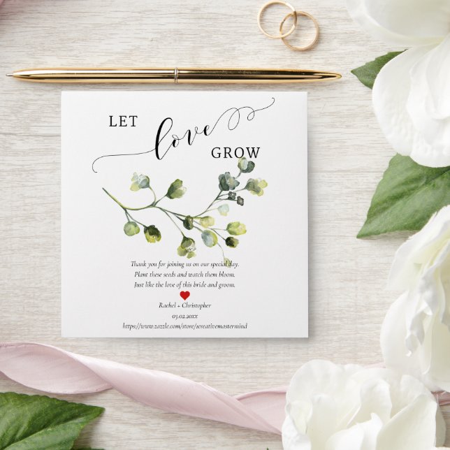 Let Love Grow Greenery Wedding Favours Seed Packet Envelope (Wedding)