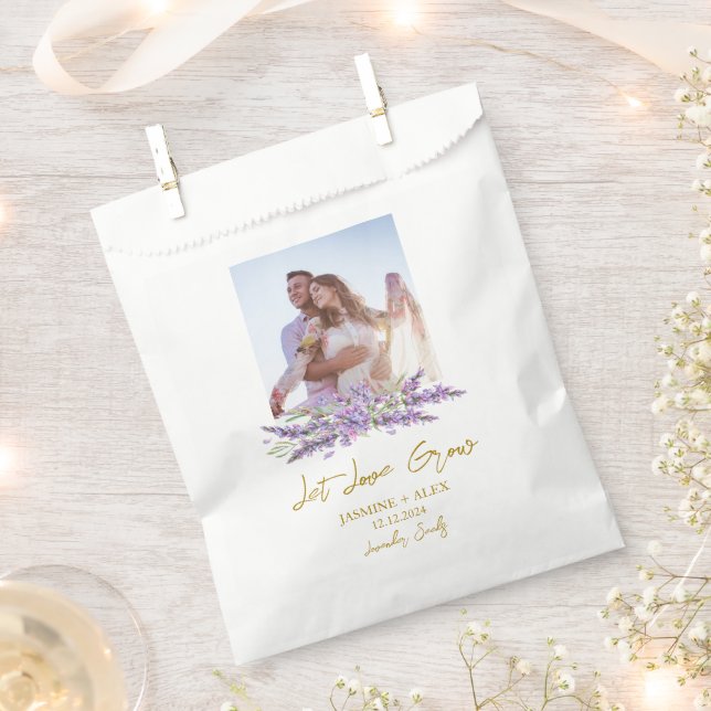 Let Love Grow l Lavender Seeds Photo Wedding  Favour Bag (Clipped)