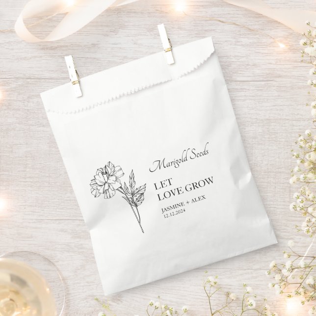 Let Love Grow Marigold Seed Wedding Favour Bag (Clipped)