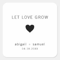 Let Love Grow Modern Black and White Wedding Favou