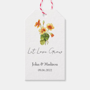 Let love grow Nasturtium seed packet Wedding Gift Tags