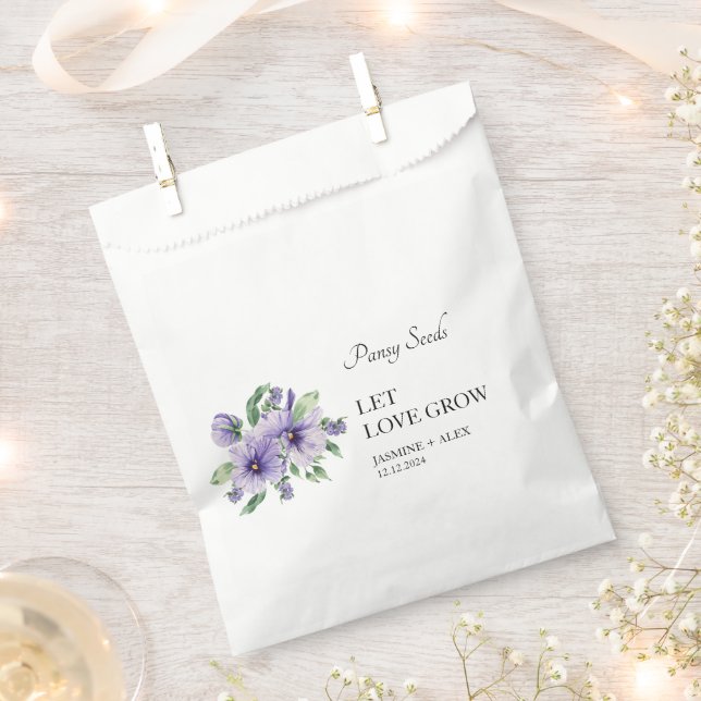 Let Love Grow Pansy Seed Wedding Favour Bag (Clipped)